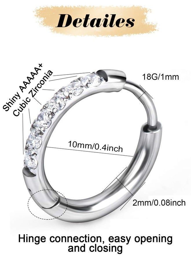 AMASIS 1 Pair Small Silver Hoop Earrings for Women Men,316L Surgical Steel Hinge Huggie Hoop Earrings fit Cartilage, Helix, Tragus, Sung, Earlobe Lightweight Hypoallergenic Earrings - Image 2